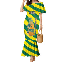 Lome Togo Sunset Mermaid Dress with Palm Trees and Ocean Embrace Design