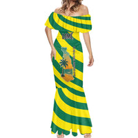 Lome Togo Sunset Mermaid Dress with Palm Trees and Ocean Embrace Design