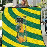 Lome Togo Sunset Quilt with Palm Trees and Ocean Embrace Design