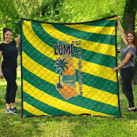 Lome Togo Sunset Quilt with Palm Trees and Ocean Embrace Design