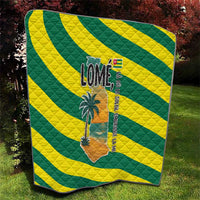Lome Togo Sunset Quilt with Palm Trees and Ocean Embrace Design