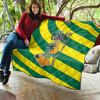 Lome Togo Sunset Quilt with Palm Trees and Ocean Embrace Design