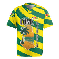 Lome Togo Sunset Rugby Jersey with Palm Trees and Ocean Embrace Design