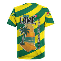 Lome Togo Sunset Rugby Jersey with Palm Trees and Ocean Embrace Design