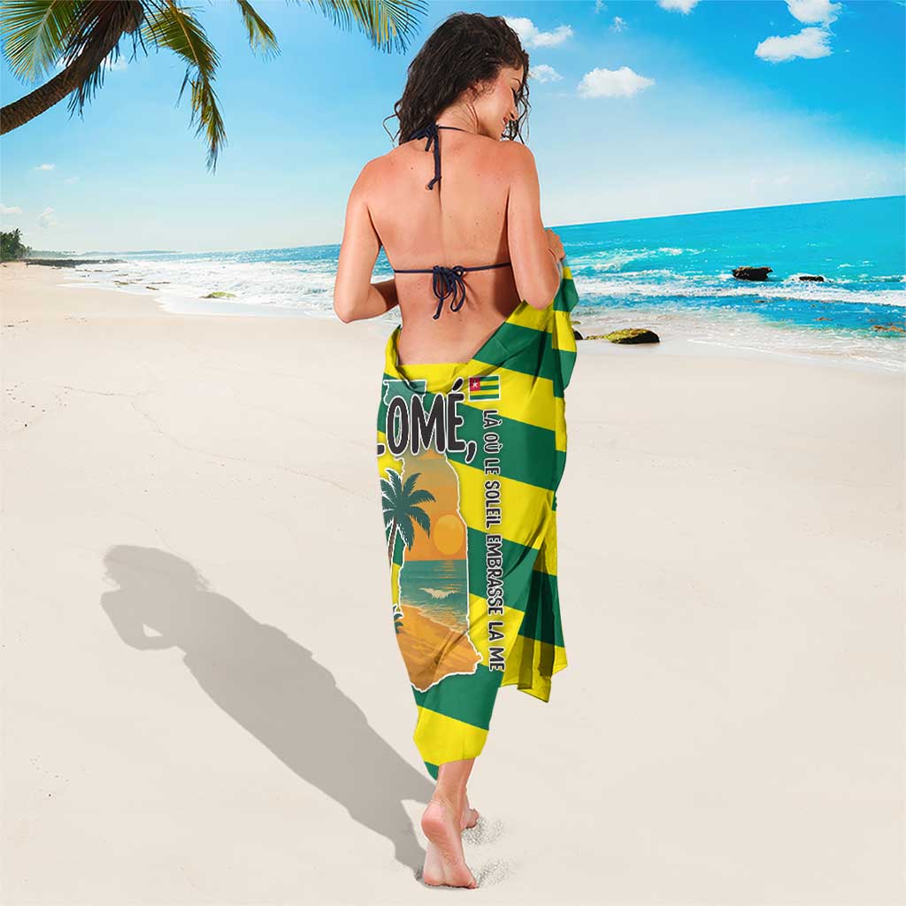 Lome Togo Sunset Sarong with Palm Trees and Ocean Embrace Design