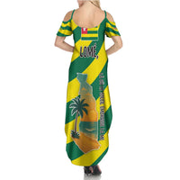 Lome Togo Sunset Summer Maxi Dress with Palm Trees and Ocean Embrace Design