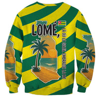 Lome Togo Sunset Sweatshirt with Palm Trees and Ocean Embrace Design