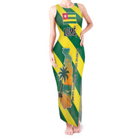 Lome Togo Sunset Tank Maxi Dress with Palm Trees and Ocean Embrace Design