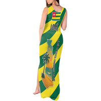 Lome Togo Sunset Tank Maxi Dress with Palm Trees and Ocean Embrace Design