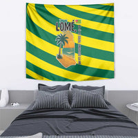 Lome Togo Sunset Tapestry with Palm Trees and Ocean Embrace Design