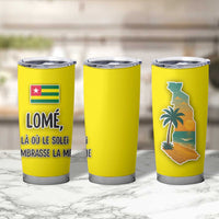 Lome Togo Sunset Tumbler Cup with Palm Trees and Ocean Embrace Design