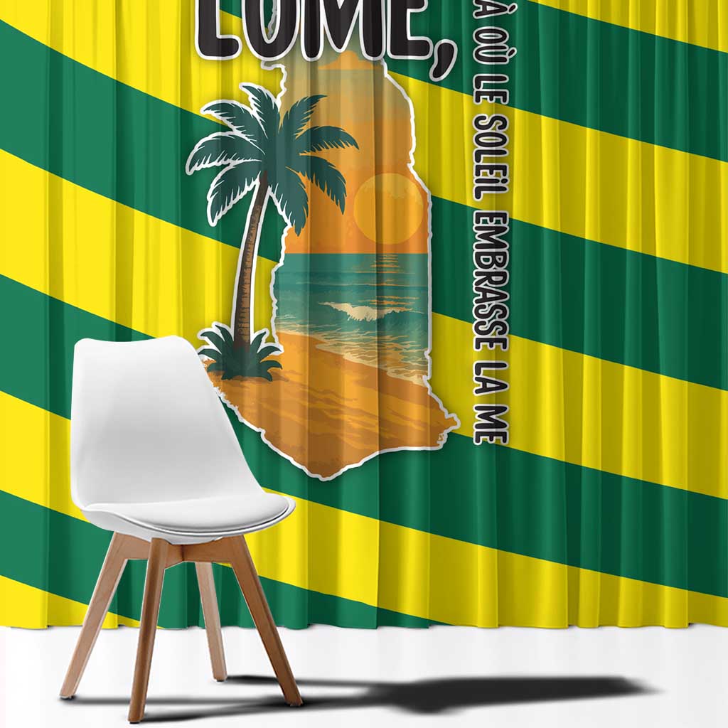 Lome Togo Sunset Window Curtain with Palm Trees and Ocean Embrace Design