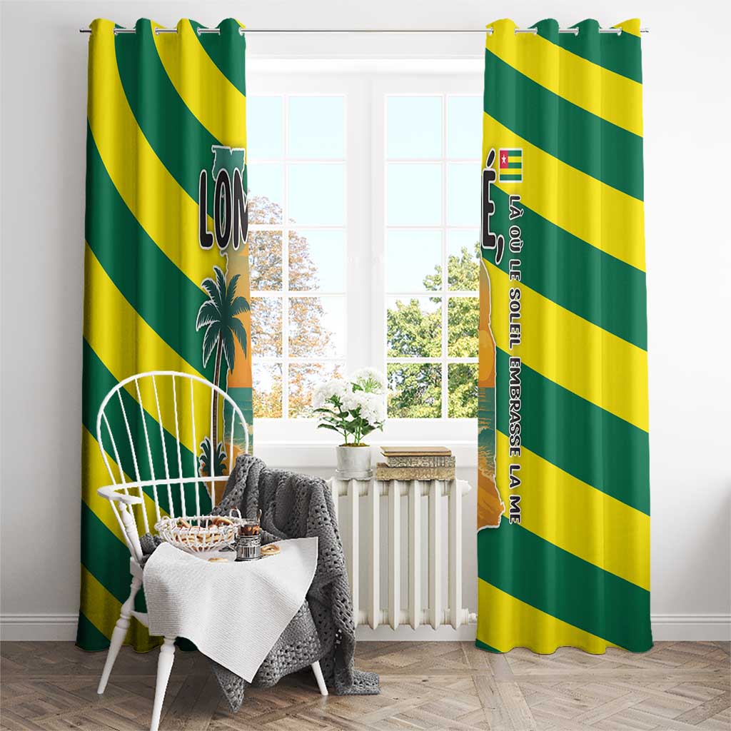 Lome Togo Sunset Window Curtain with Palm Trees and Ocean Embrace Design