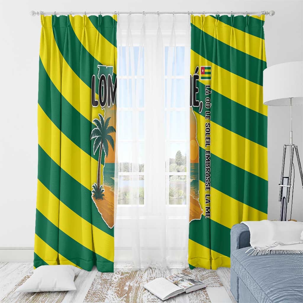 Lome Togo Sunset Window Curtain with Palm Trees and Ocean Embrace Design
