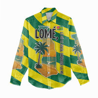 Lome Togo Sunset Women Casual Shirt with Palm Trees and Ocean Embrace Design