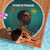 Togo Futuristic Afrocentric Woman Beach Blanket with Flag and Stars Design