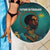 Togo Futuristic Afrocentric Woman Beach Blanket with Flag and Stars Design