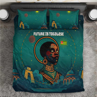Togo Futuristic Afrocentric Woman Bedding Set with Flag and Stars Design