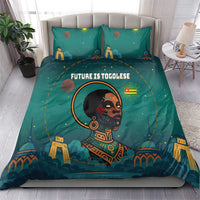 Togo Futuristic Afrocentric Woman Bedding Set with Flag and Stars Design