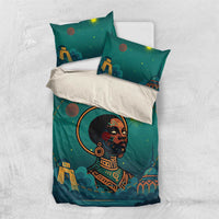 Togo Futuristic Afrocentric Woman Bedding Set with Flag and Stars Design