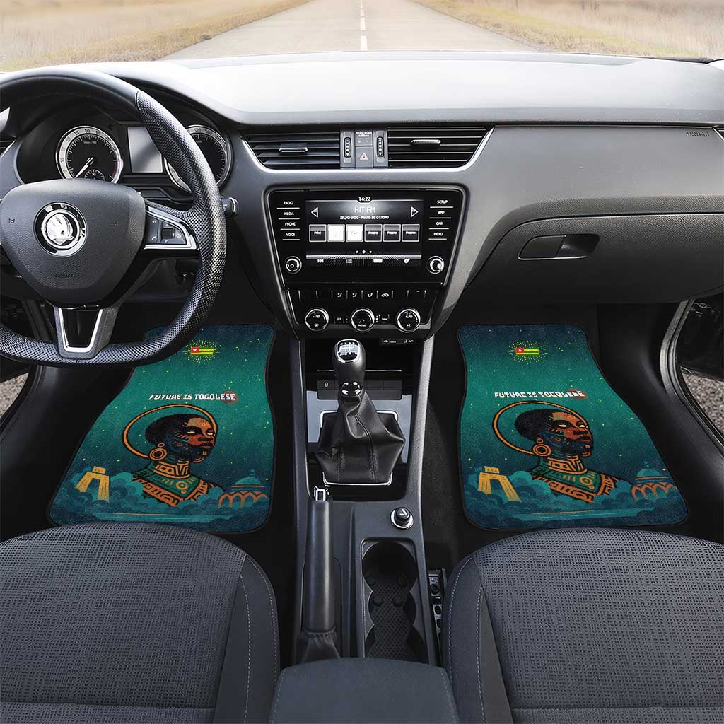 Togo Futuristic Afrocentric Woman Car Mats with Flag and Stars Design