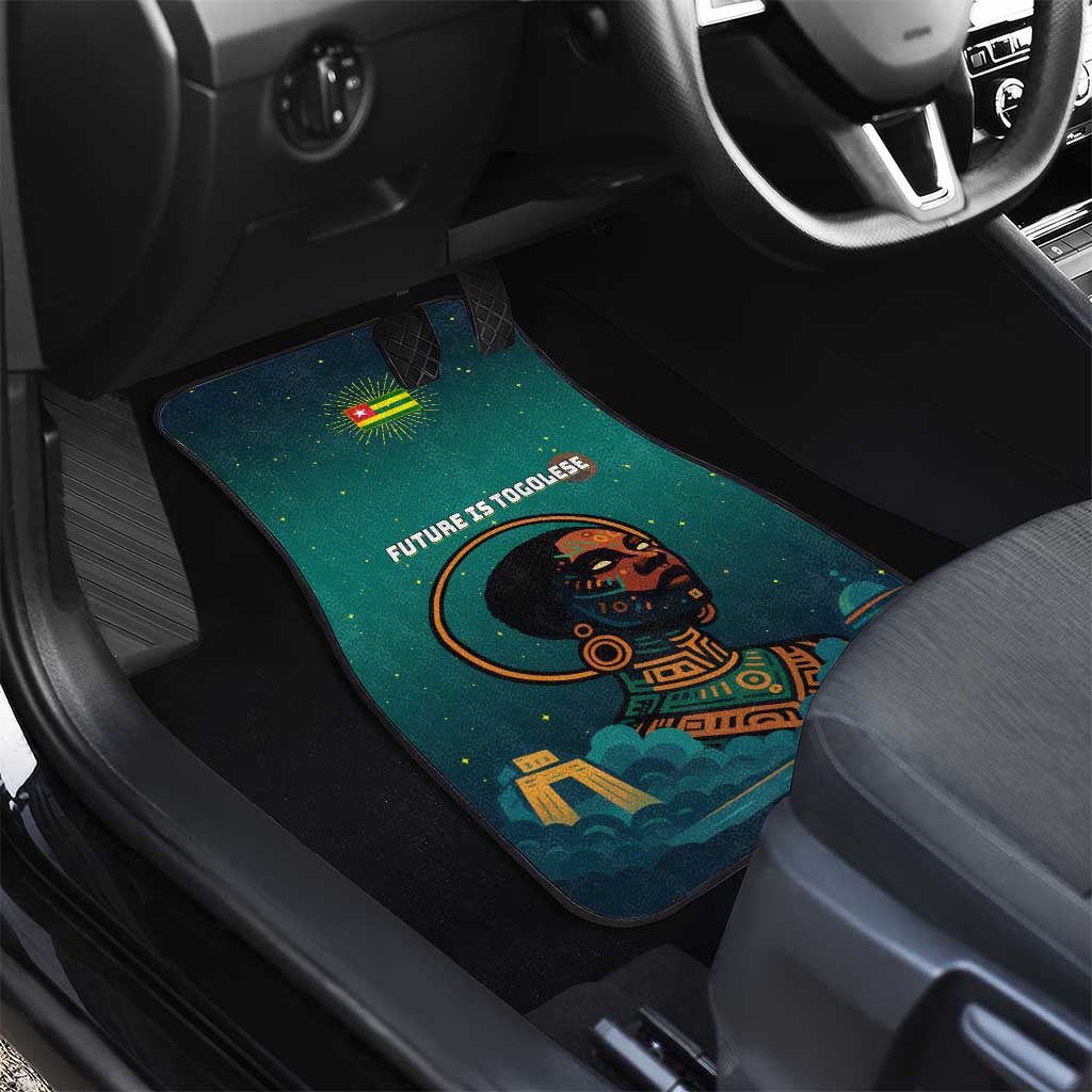 Togo Futuristic Afrocentric Woman Car Mats with Flag and Stars Design