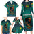 Togo Futuristic Afrocentric Woman Family Matching Long Sleeve Bodycon Dress and Hawaiian Shirt with Flag and Stars Design
