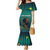 Togo Futuristic Afrocentric Woman Family Matching Mermaid Dress and Hawaiian Shirt with Flag and Stars Design