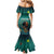 Togo Futuristic Afrocentric Woman Family Matching Mermaid Dress and Hawaiian Shirt with Flag and Stars Design