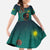 Togo Futuristic Afrocentric Woman Family Matching Off The Shoulder Long Sleeve Dress and Hawaiian Shirt with Flag and Stars Design