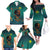 Togo Futuristic Afrocentric Woman Family Matching Off The Shoulder Long Sleeve Dress and Hawaiian Shirt with Flag and Stars Design