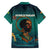Togo Futuristic Afrocentric Woman Family Matching Off The Shoulder Long Sleeve Dress and Hawaiian Shirt with Flag and Stars Design