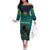 Togo Futuristic Afrocentric Woman Family Matching Off The Shoulder Long Sleeve Dress and Hawaiian Shirt with Flag and Stars Design