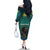 Togo Futuristic Afrocentric Woman Family Matching Off The Shoulder Long Sleeve Dress and Hawaiian Shirt with Flag and Stars Design