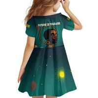Togo Futuristic Afrocentric Woman Family Matching Off Shoulder Maxi Dress and Hawaiian Shirt with Flag and Stars Design