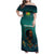 Togo Futuristic Afrocentric Woman Family Matching Off Shoulder Maxi Dress and Hawaiian Shirt with Flag and Stars Design