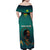Togo Futuristic Afrocentric Woman Family Matching Off Shoulder Maxi Dress and Hawaiian Shirt with Flag and Stars Design