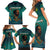 Togo Futuristic Afrocentric Woman Family Matching Short Sleeve Bodycon Dress and Hawaiian Shirt with Flag and Stars Design