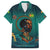 Togo Futuristic Afrocentric Woman Family Matching Short Sleeve Bodycon Dress and Hawaiian Shirt with Flag and Stars Design