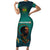 Togo Futuristic Afrocentric Woman Family Matching Short Sleeve Bodycon Dress and Hawaiian Shirt with Flag and Stars Design