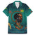 Togo Futuristic Afrocentric Woman Family Matching Summer Maxi Dress and Hawaiian Shirt with Flag and Stars Design