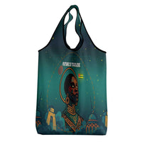 Togo Futuristic Afrocentric Woman Grocery Bag with Flag and Stars Design