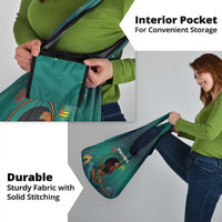 Togo Futuristic Afrocentric Woman Grocery Bag with Flag and Stars Design