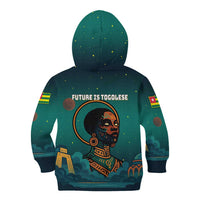 Togo Futuristic Afrocentric Woman Kid Hoodie with Flag and Stars Design