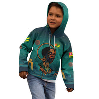 Togo Futuristic Afrocentric Woman Kid Hoodie with Flag and Stars Design