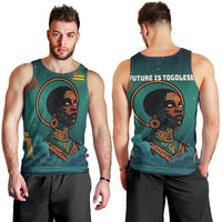 Togo Futuristic Afrocentric Woman Men Tank Top with Flag and Stars Design