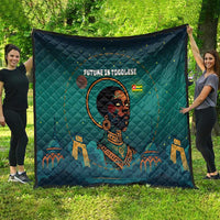 Togo Futuristic Afrocentric Woman Quilt with Flag and Stars Design