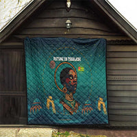 Togo Futuristic Afrocentric Woman Quilt with Flag and Stars Design