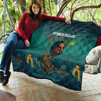 Togo Futuristic Afrocentric Woman Quilt with Flag and Stars Design