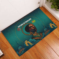 Togo Futuristic Afrocentric Woman Rubber Doormat with Flag and Stars Design